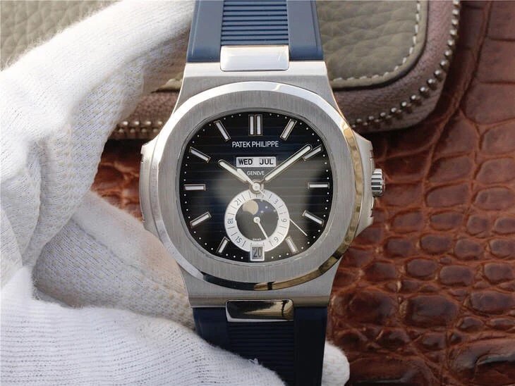 KM厂百达翡丽运动系列鹦鹉螺月相腕表LU 高仿百达翡丽鹦鹉螺手表￥2780.00 第1张