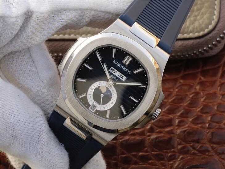 KM厂百达翡丽运动系列鹦鹉螺月相腕表LU 高仿百达翡丽鹦鹉螺手表￥2780.00 第2张