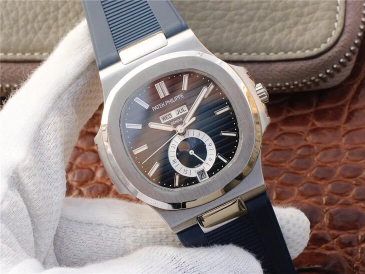 KM厂百达翡丽运动系列鹦鹉螺月相腕表LU 高仿百达翡丽鹦鹉螺手表￥2780.00 第3张