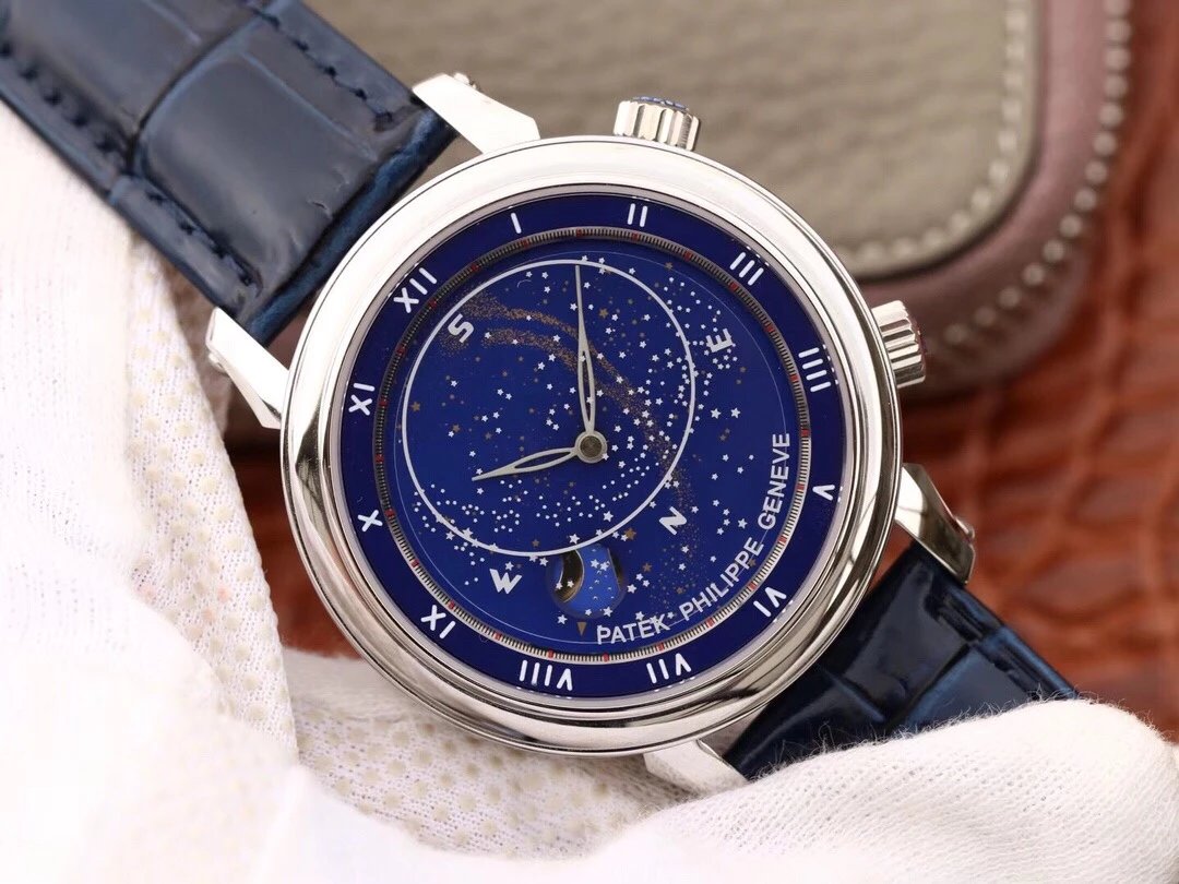 百达PatekPhilippe机械男表升级版星空5102天月款佩戴 百达翡丽星空5102复刻表￥3280.00