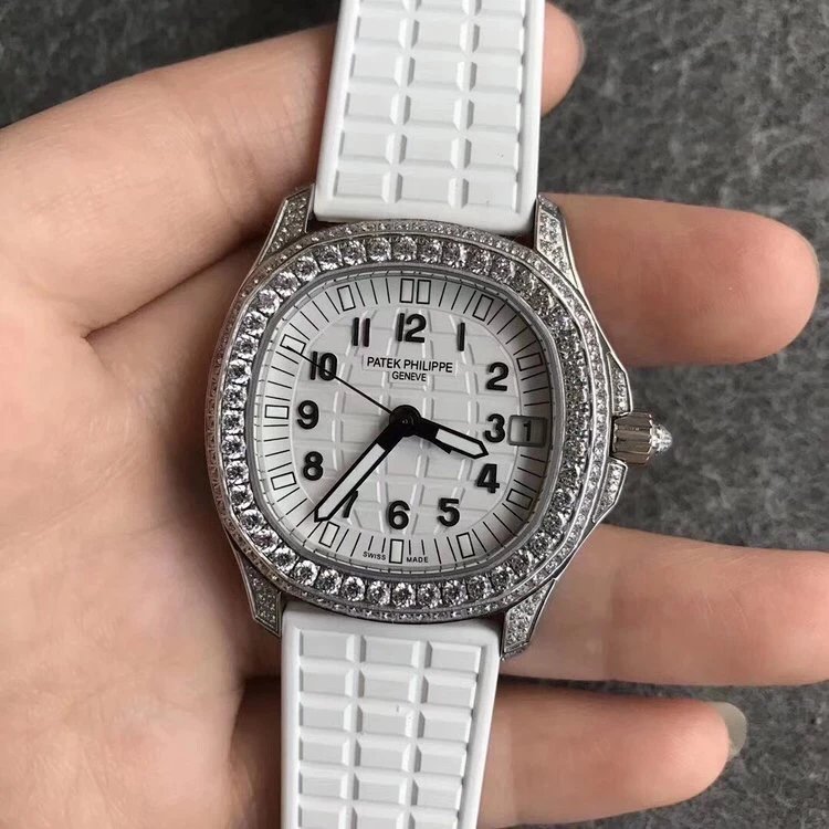 PPF厂手表百达翡丽AQUANAUT系列5068R001手雷18k金镶钻自动机械女表橡胶 百达翡丽750高仿女表￥3480.00