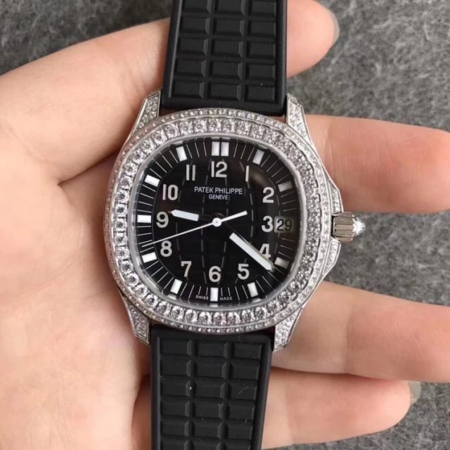 PPF厂手表百达翡丽AQUANAUT系列5068R001手雷18k金镶钻自动机械女表橡胶 百达翡丽750高仿女表￥3480.00 第3张