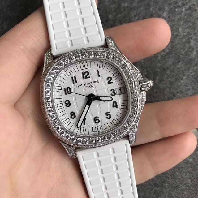 PPF厂手表百达翡丽AQUANAUT系列5068R001手雷18k金镶钻自动机械女表橡胶 百达翡丽750高仿女表￥3480.00 第6张